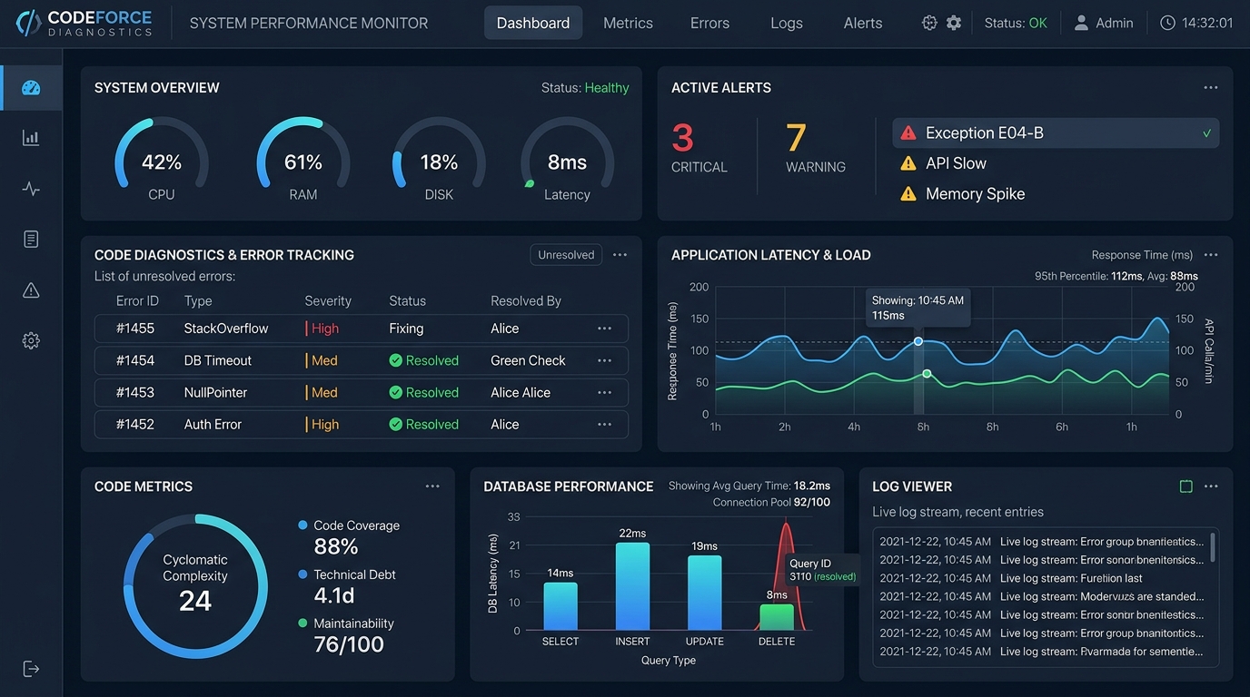 Visualisasi System Performance & Error Diagnostics Dashboard